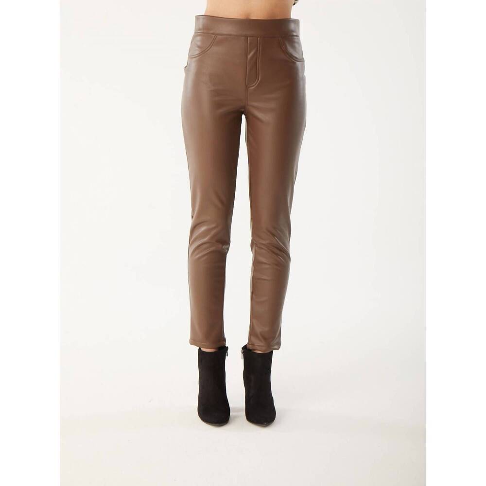 NEW ISLE vegan faux leather pants in mocha